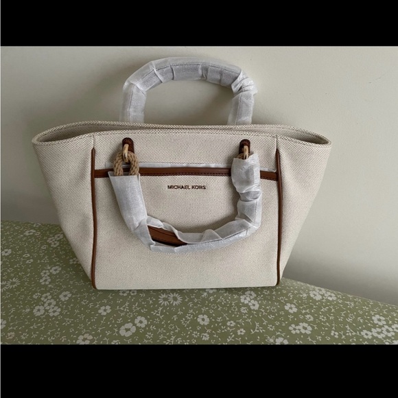 Michael Kors Talia Small Cotton Canvas Tote Crossbody - Picture 1 of 10